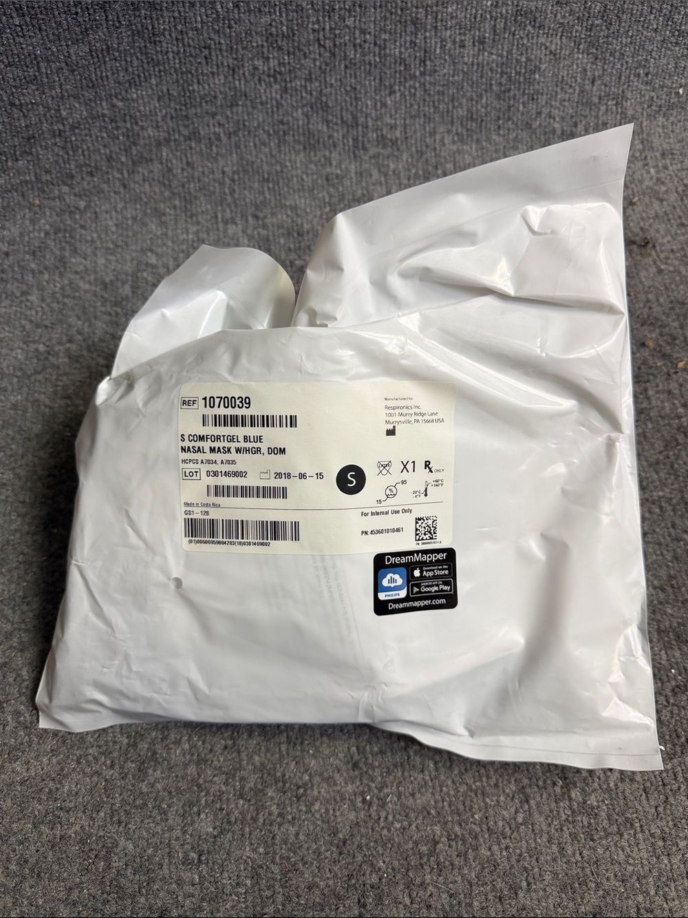 Phillips Comfort Gel Blue Mask Small 1070039 NEW Sealed